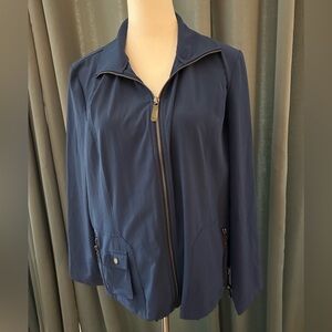 Zenergy by Chicos Navy Full Zipper Jacket Size M Rain Resistant
